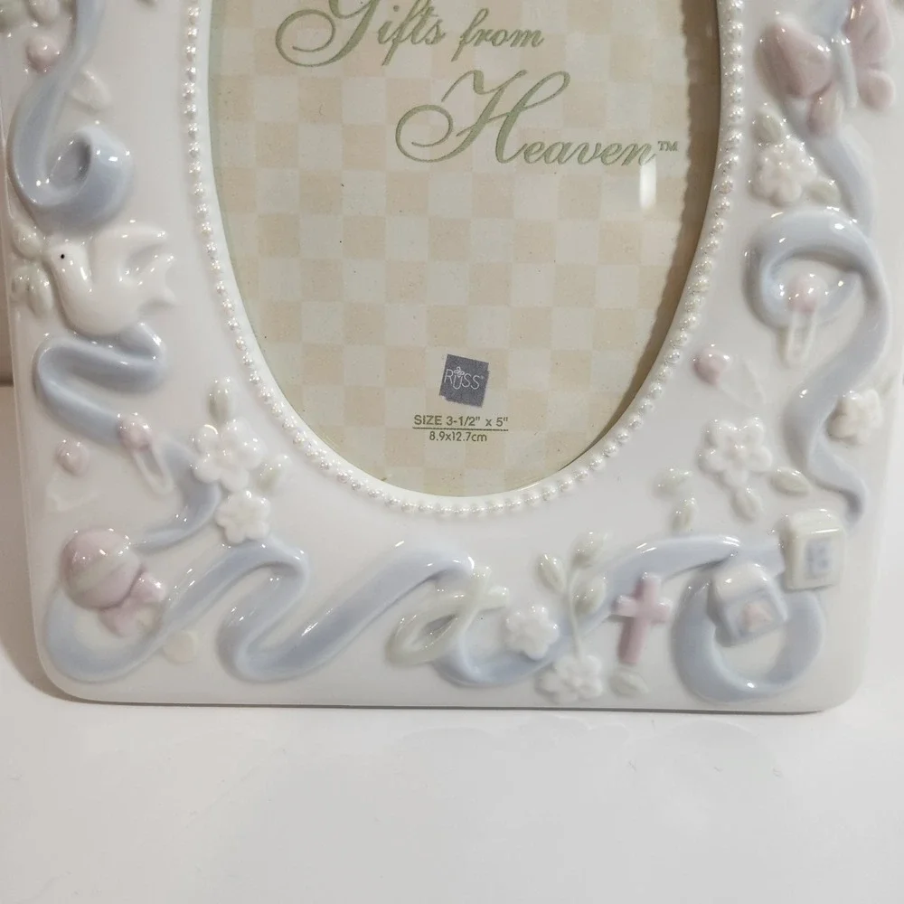 New Russ Gifts From Heaven Baby Christening Photo Frame Blue Keepsake Gift